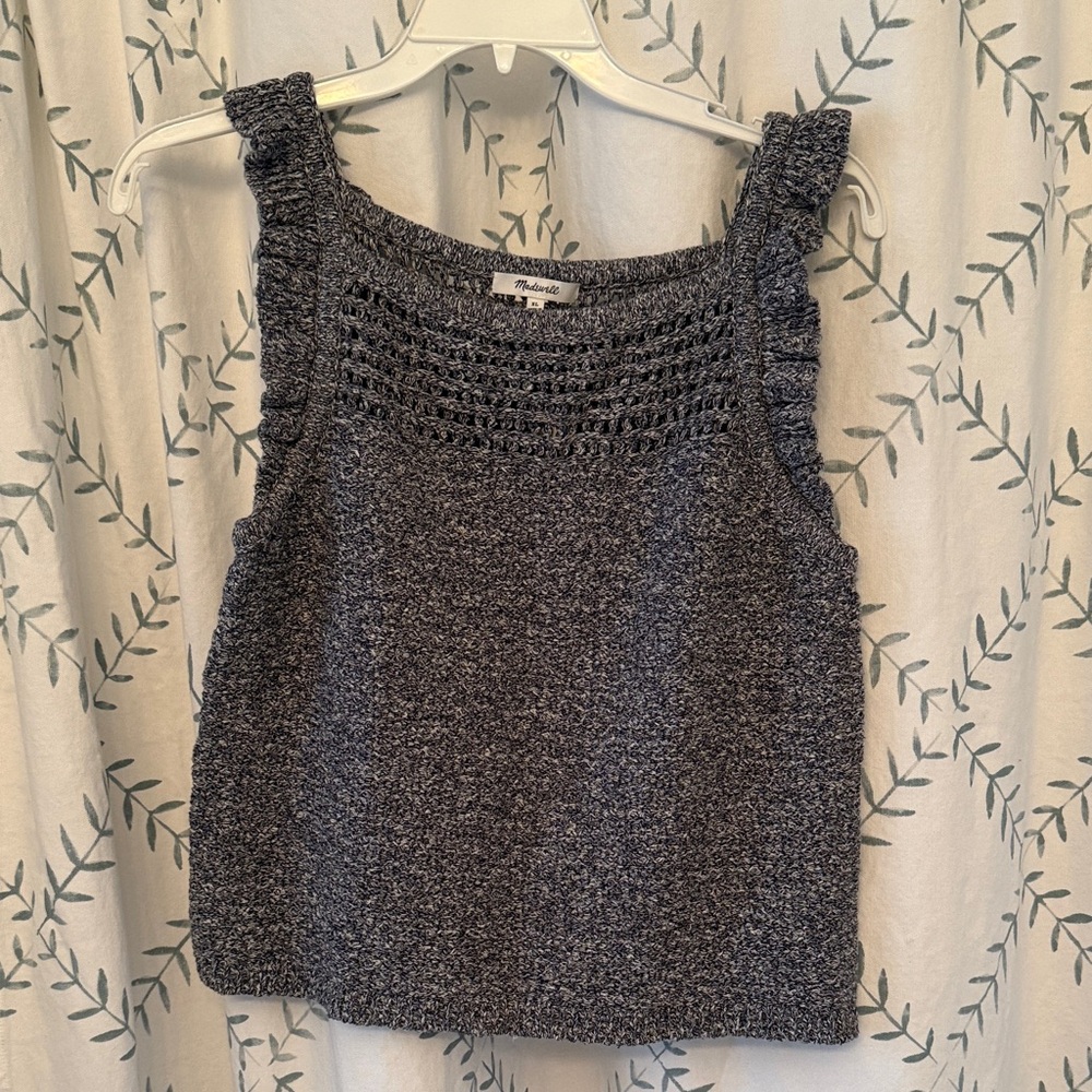 Madewell Charcoal Gray Crochet Yoke Knit Tank